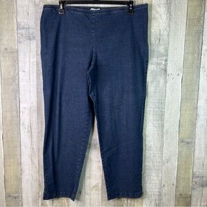 Eileen Fisher XL Blue Denim Jeans Side Zip High Rise Cropped Stretch Waistband